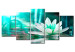 Canvas In the Turquoise Glow of the Sun (5-piece) - Composition with Lotus Flower 93066