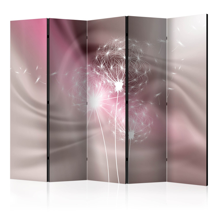 Folding Screen Magical Touch II - dandelion flowers on a bright purple background 95566