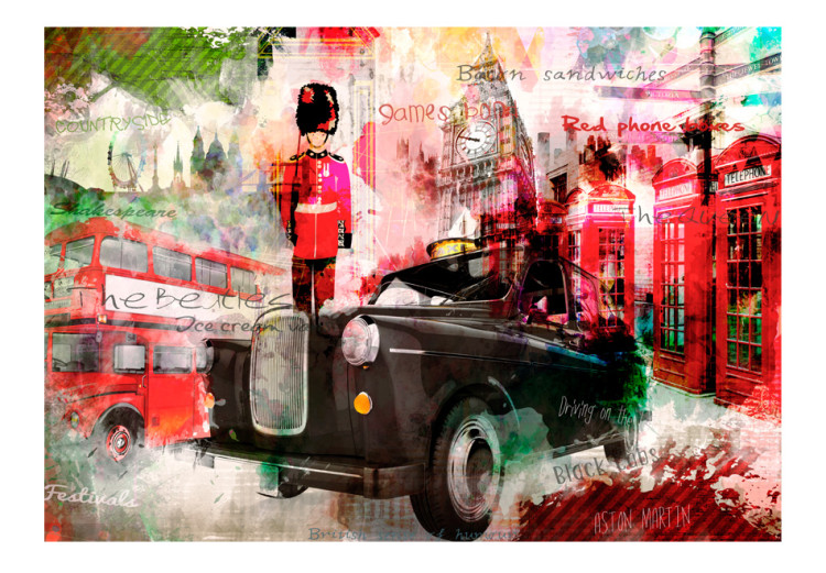 Photo Wallpaper London, United Kingdom - collage with colourful architecture and motoring 97066 additionalImage 1