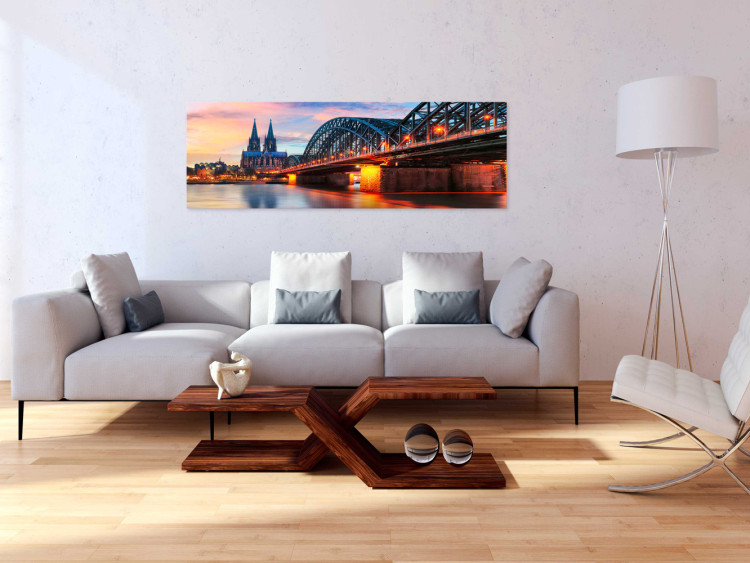 Canvas Cologne, Germany - Illuminated Bridge at Sunset with Cityscape 97866 additionalImage 3