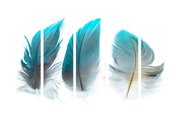 Room Separator Blue Feathers II - romantic blue feathers on light beige background 97966 additionalImage 3