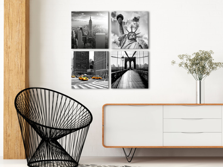 Canvas Summer in New York - Gray City Architecture in Industrial Style 98166 additionalImage 3