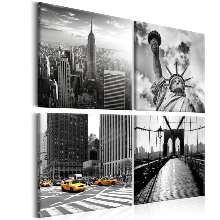 Canvas Summer in New York - Gray City Architecture in Industrial Style 98166 additionalImage 2