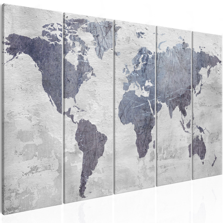 Canvas Concrete World Map (5 Parts) Narrow 106976 additionalImage 2