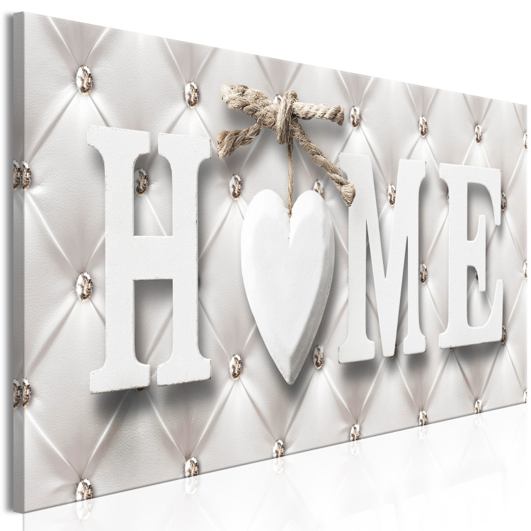 Canvas Quilted Home (1-part) Narrow - English Inscription in Vintage Style 108076 additionalImage 2