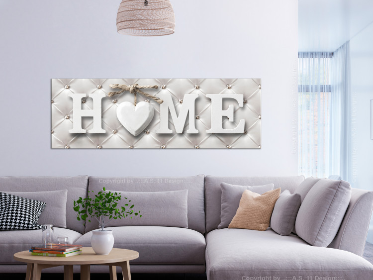 Canvas Quilted Home (1-part) Narrow - English Inscription in Vintage Style 108076 additionalImage 3