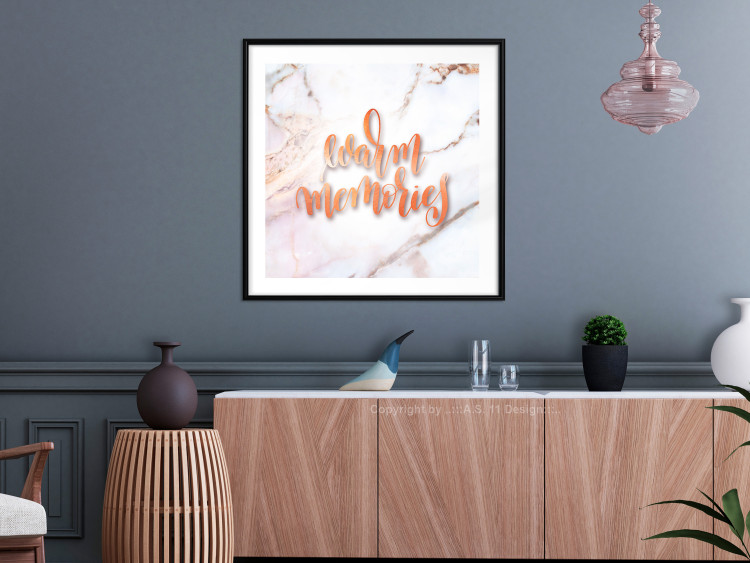 Wall Poster Warm memories (Square) - Orange text on a marble background 114376 additionalImage 5