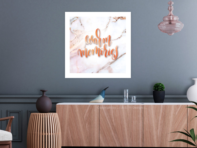 Wall Poster Warm memories (Square) - Orange text on a marble background 114376 additionalImage 2