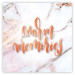 Wall Poster Warm memories (Square) - Orange text on a marble background 114376