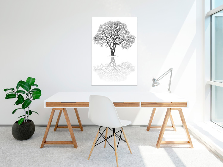 Wall Poster Tree reflection - black and white simple composition with a plant motif 115076 additionalImage 23