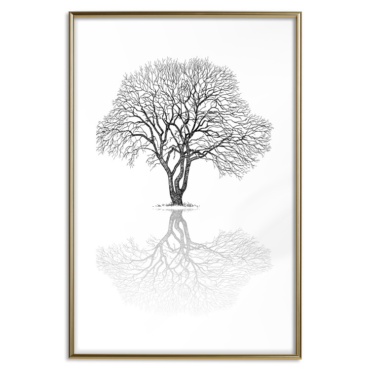 Wall Poster Tree reflection - black and white simple composition with a plant motif 115076 additionalImage 14