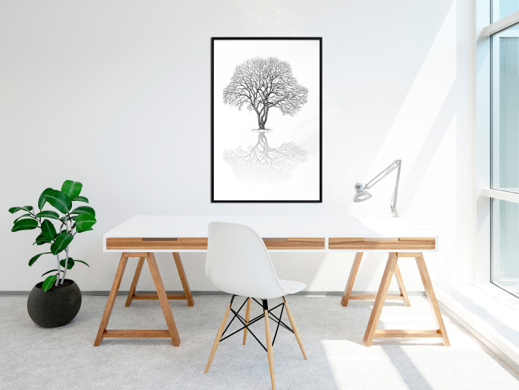 Wall Poster Tree reflection - black and white simple composition with a plant motif 115076 additionalImage 10