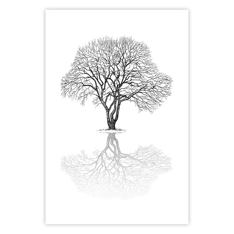 Wall Poster Tree reflection - black and white simple composition with a plant motif 115076 additionalImage 25