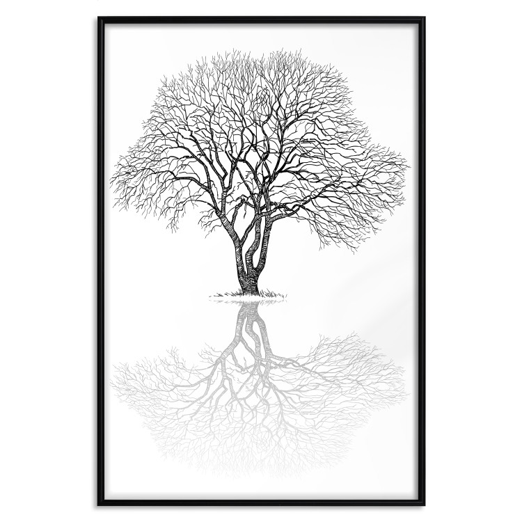 Wall Poster Tree reflection - black and white simple composition with a plant motif 115076 additionalImage 24