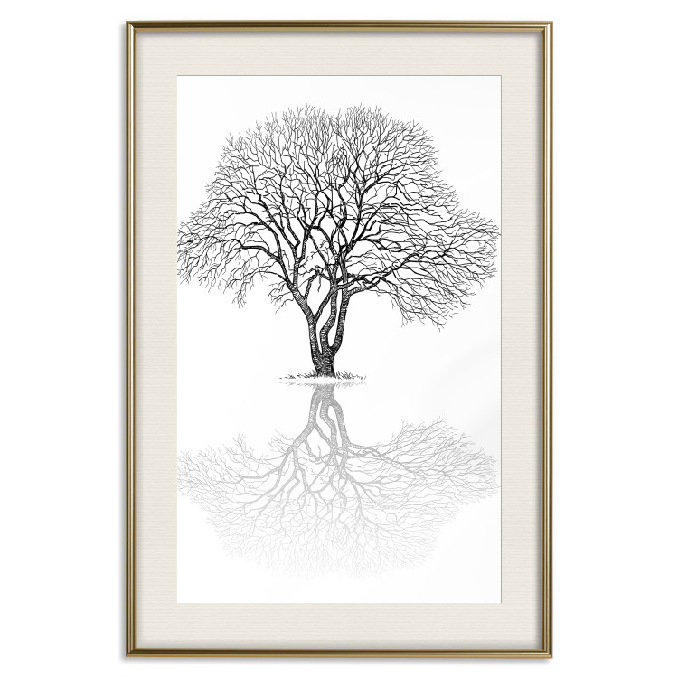 Wall Poster Tree reflection - black and white simple composition with a plant motif 115076 additionalImage 19