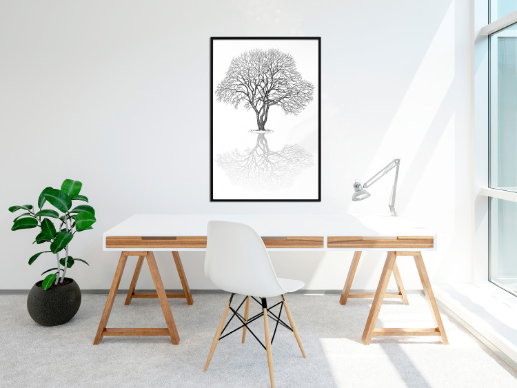Wall Poster Tree reflection - black and white simple composition with a plant motif 115076 additionalImage 9