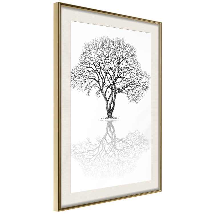 Wall Poster Tree reflection - black and white simple composition with a plant motif 115076 additionalImage 13