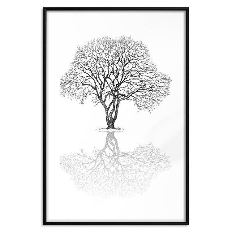 Wall Poster Tree reflection - black and white simple composition with a plant motif 115076 additionalImage 15