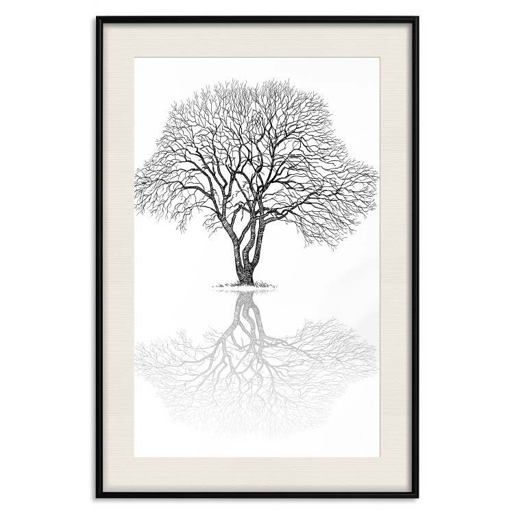 Wall Poster Tree reflection - black and white simple composition with a plant motif 115076 additionalImage 18