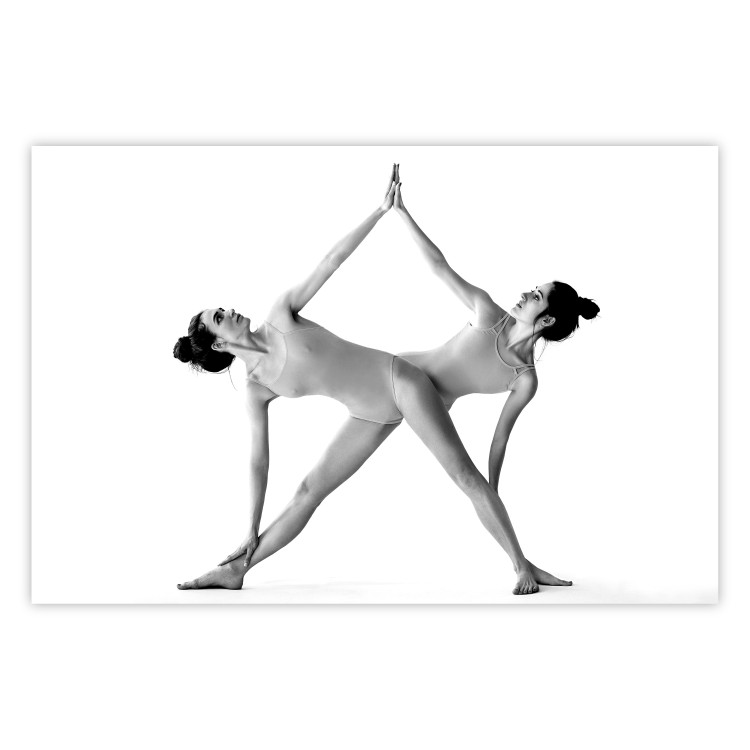 Wall Poster Double Zen - black and white composition with women practicing yoga 115176