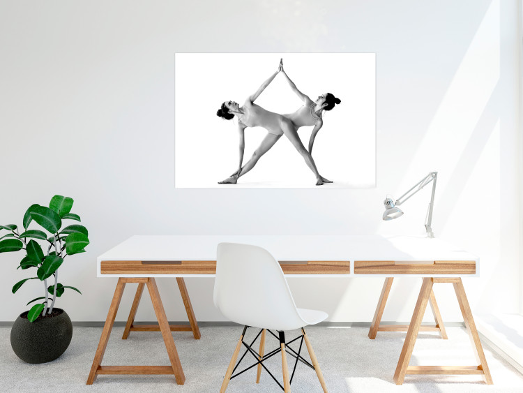 Wall Poster Double Zen - black and white composition with women practicing yoga 115176 additionalImage 23