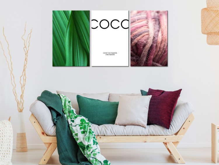 Canvas Art Print I am Fashion - a plant and yarn and a graphic with the words Coco 117076 additionalImage 3