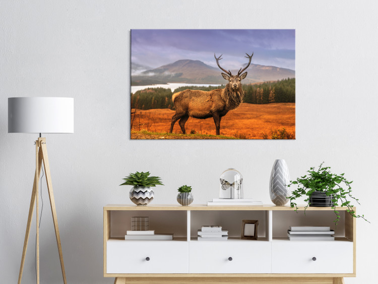 Canvas Print Mountain Stag (1-part) - Animal Amid Sky and Forest Landscape 117276 additionalImage 3