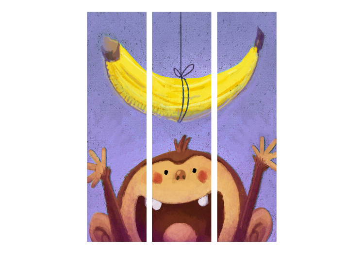 Room Divider Screen Bananana - banana on a string over a funny monkey trying to take it 117376 additionalImage 3