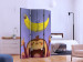 Room Divider Screen Bananana - banana on a string over a funny monkey trying to take it 117376 additionalThumb 2