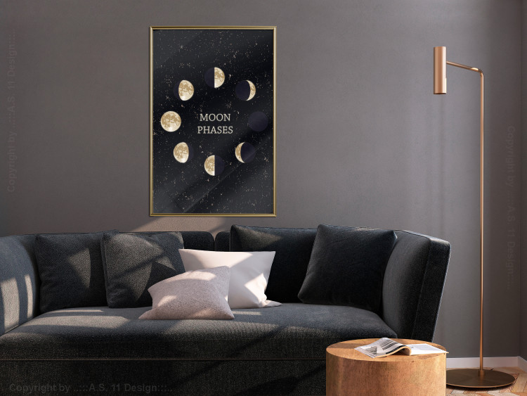 Poster Lunar Cycle - composition with moon phases and English texts 117776 additionalImage 7