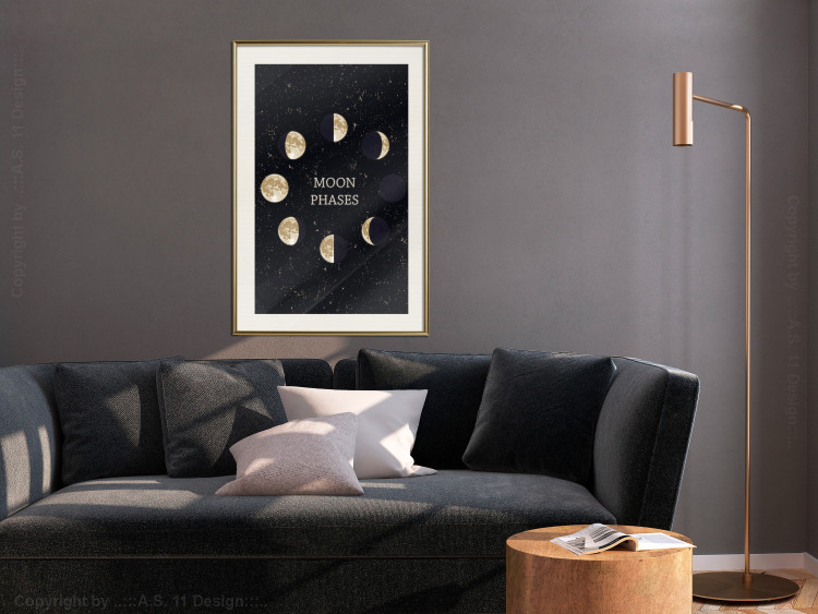 Poster Lunar Cycle - composition with moon phases and English texts 117776 additionalImage 21
