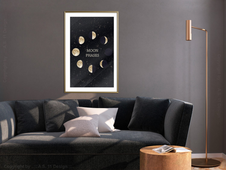 Poster Lunar Cycle - composition with moon phases and English texts 117776 additionalImage 13