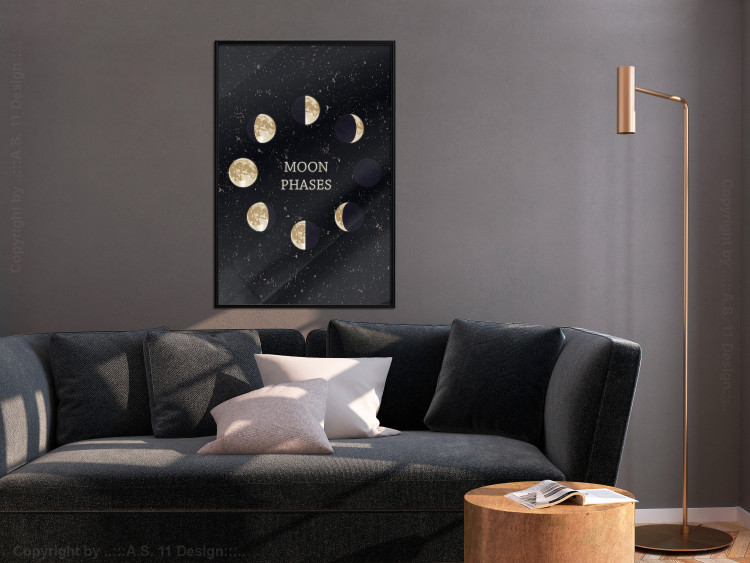 Poster Lunar Cycle - composition with moon phases and English texts 117776 additionalImage 3