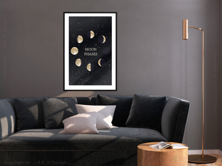 Poster Lunar Cycle - composition with moon phases and English texts 117776 additionalImage 4