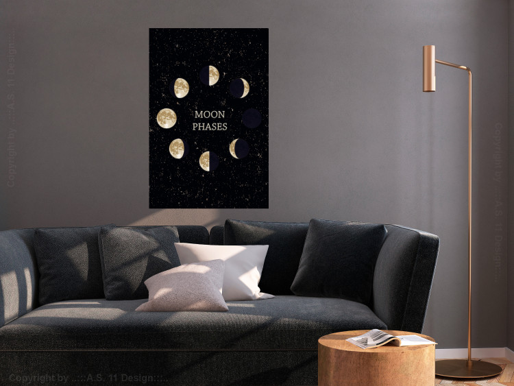 Poster Lunar Cycle - composition with moon phases and English texts 117776 additionalImage 23