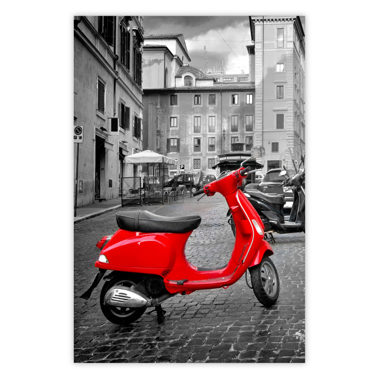 Poster My Dream - red scooter and black-and-white architecture of Italy 118576