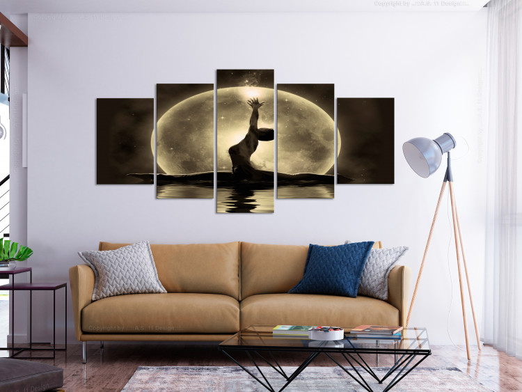 Canvas Print Lunar power - a ballerina against the background of water and the moon 122776 additionalImage 3