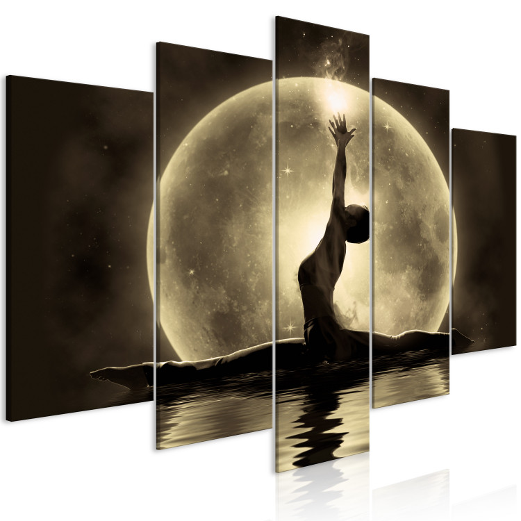 Canvas Print Lunar power - a ballerina against the background of water and the moon 122776 additionalImage 2
