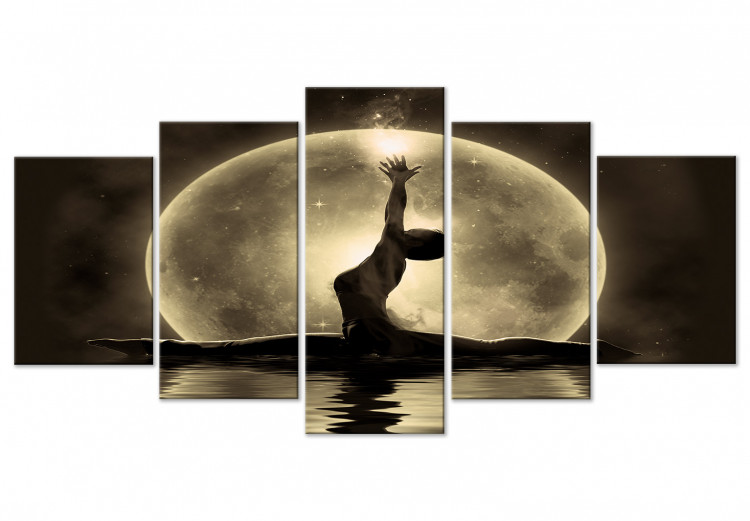 Canvas Print Lunar power - a ballerina against the background of water and the moon 122776
