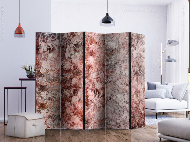 Folding Screen Coral Bouquet II - red texture with flowers and ornaments 122976 additionalImage 2