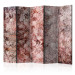 Folding Screen Coral Bouquet II - red texture with flowers and ornaments 122976