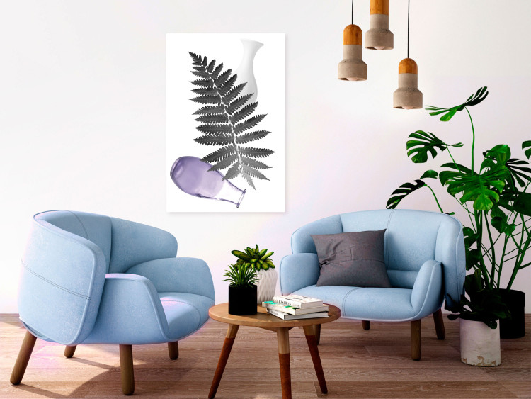 Canvas Art Print Fern leaf with vases - still life with a botanical motif 123276 additionalImage 3