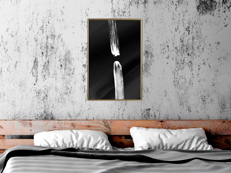 Wall Poster Night Traces - abstract white line on contrasting black background 123676 additionalImage 5