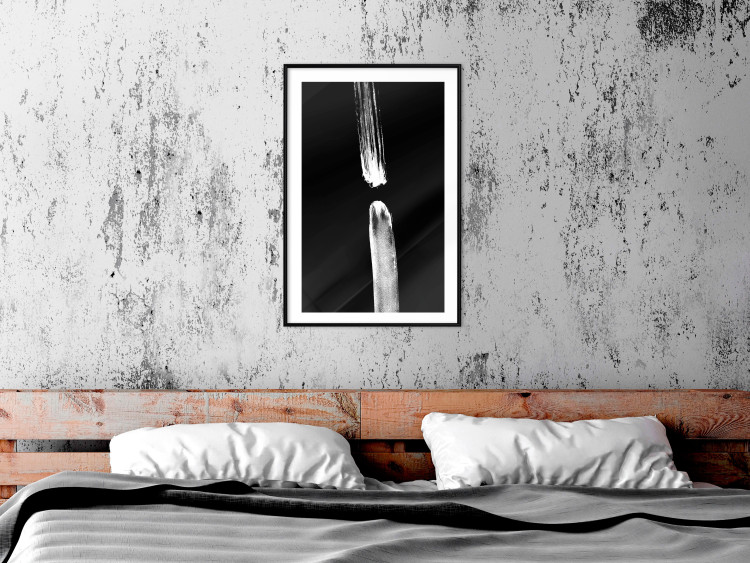 Wall Poster Night Traces - abstract white line on contrasting black background 123676 additionalImage 4