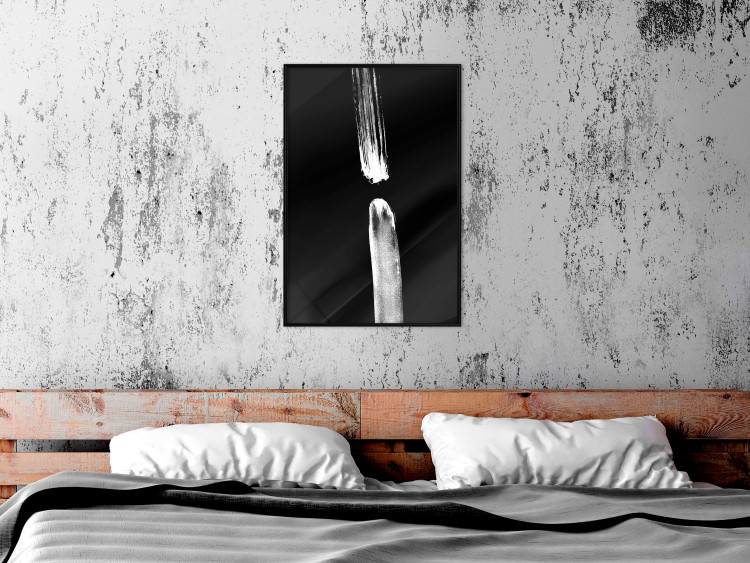 Wall Poster Night Traces - abstract white line on contrasting black background 123676 additionalImage 3