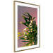 Wall Poster Botanical Detail - green leaves in light glow on pink background 123976 additionalThumb 6