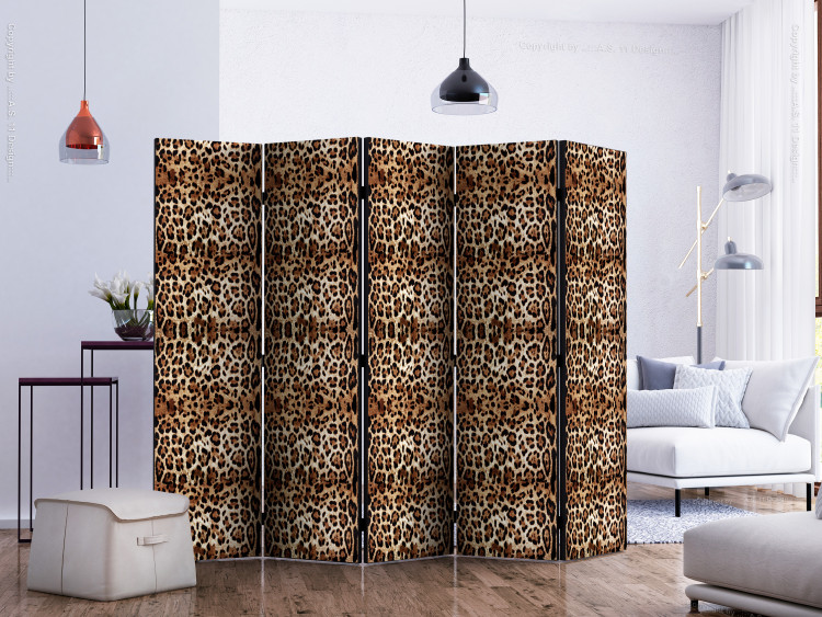 Room Divider Screen Animal Pattern II (5-piece) - pattern imitating a panther's coloring 124076 additionalImage 2