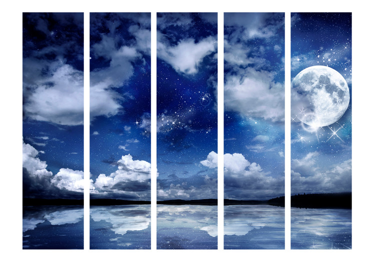 Room Separator Magical Night II (5-piece) - starry sky and clouds over the water 124276 additionalImage 3