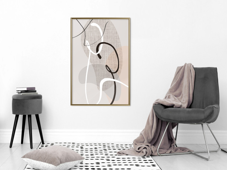 Wall Poster Love Configuration - abstract line art on fabric texture 128076 additionalImage 5