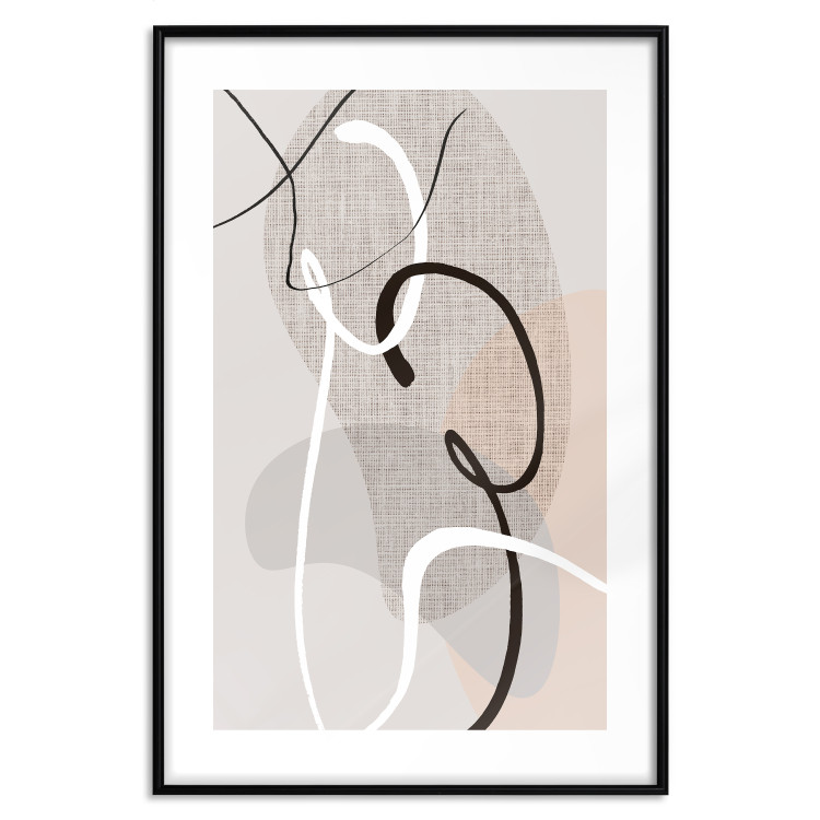 Wall Poster Love Configuration - abstract line art on fabric texture 128076 additionalImage 15